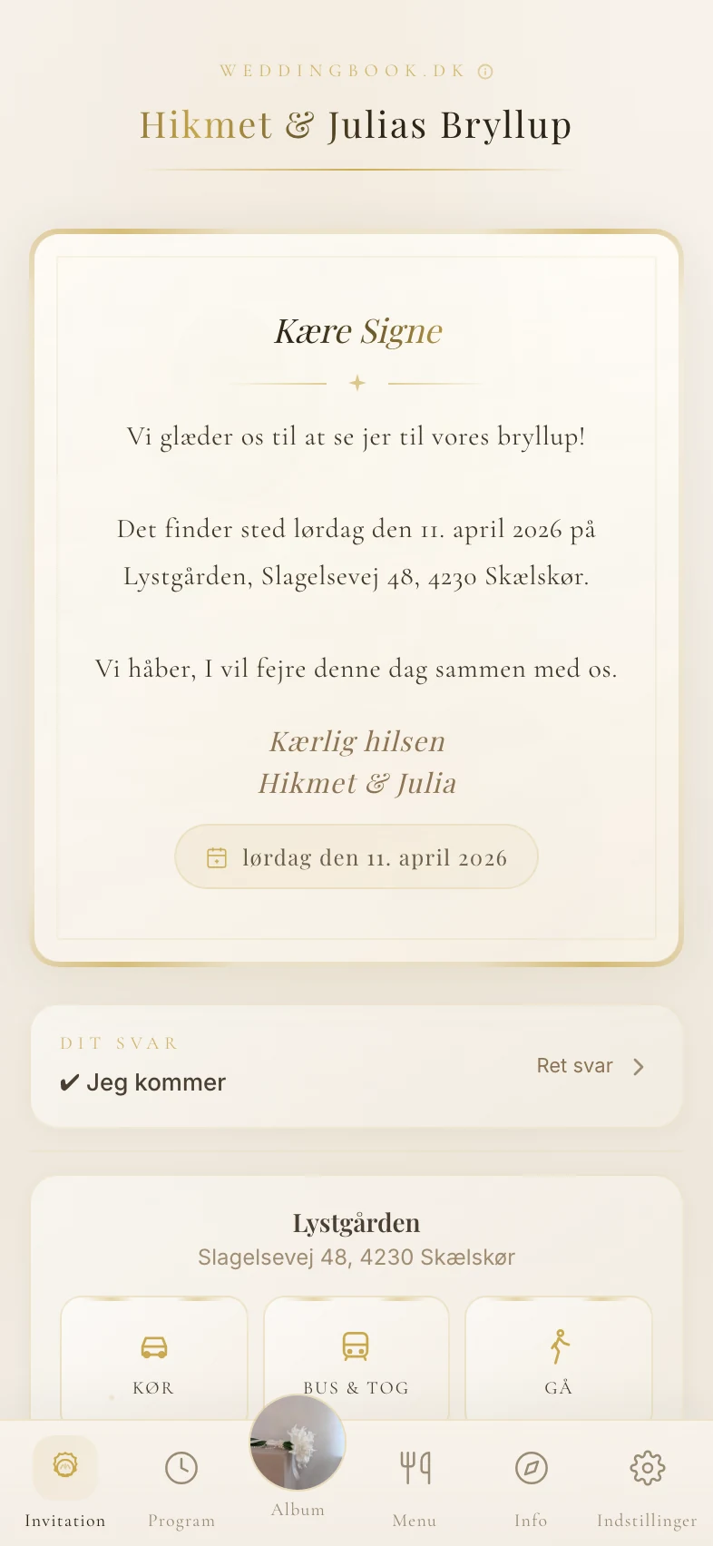 Wedding invitation view