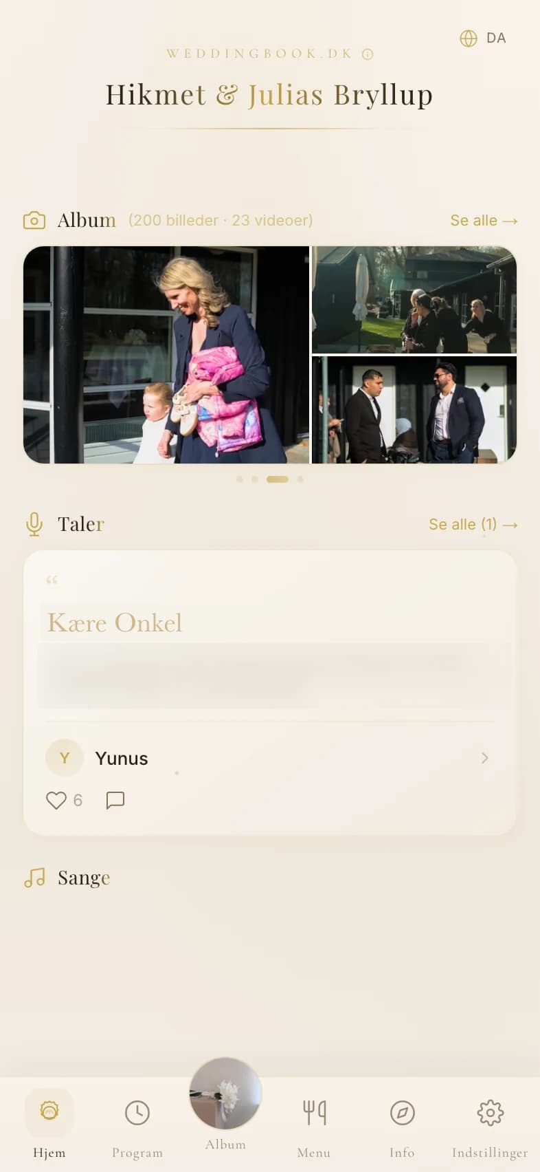 Wedding event invitation view